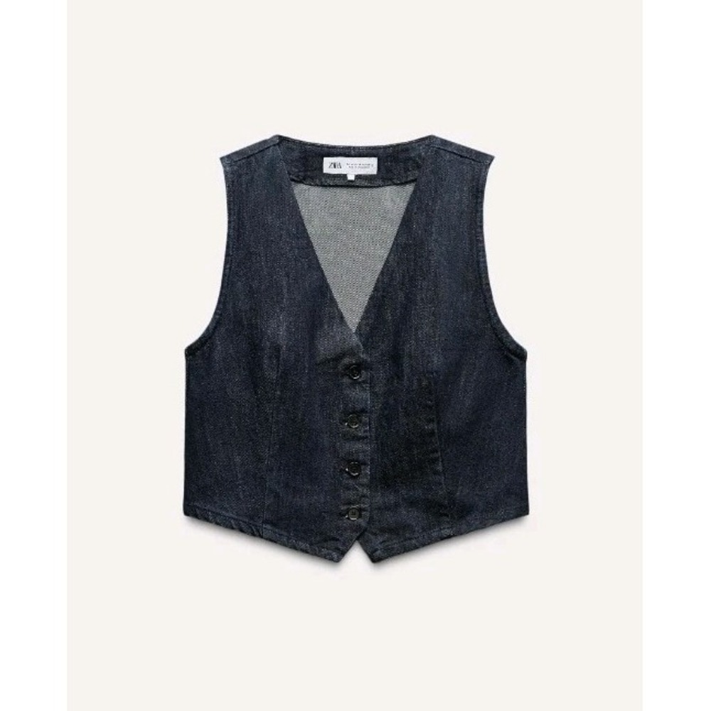 Zara TRF Denim Vest Size S NWOT